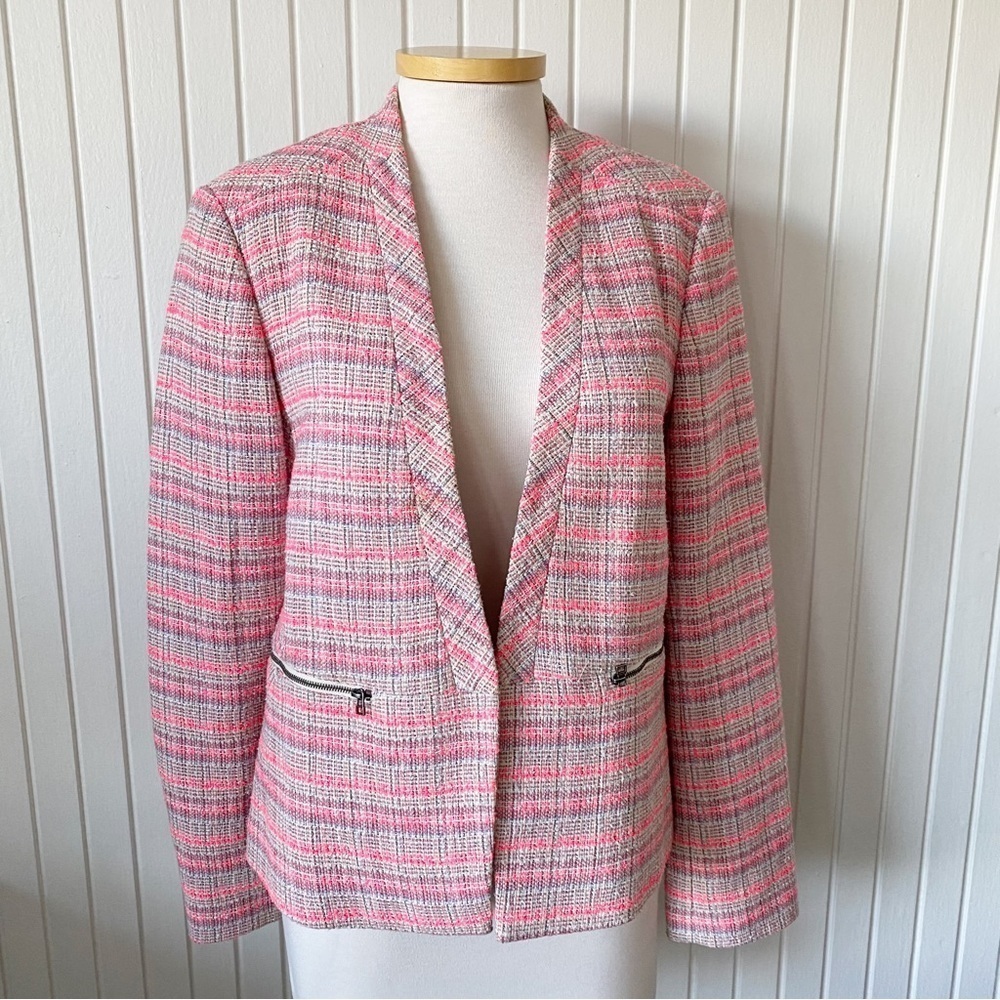 Halogen Pink Cream Tweed-like Jacket Blazer Size XL